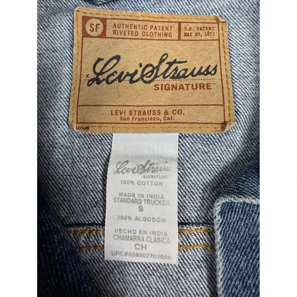 Levi Strauss Signature‎ Denim Women's Jacket large cusCowgirl Patch Western